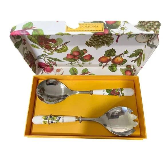 Portmeirion Pomona Salad Servers & Meat Fork Set In Gift Boxes NEW - Picture 5 of 12